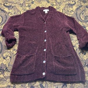 Jones New York Burgundy Acrylic Cardigan Womens Size‎ M